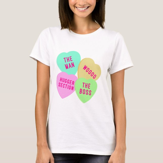 Pferdefrauen Candy Hearts T-Shirt (Vorderseite)