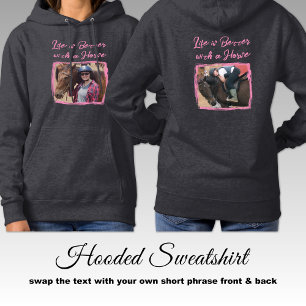 Pferdefreund 2 Foto Reitpink grau Hoodie
