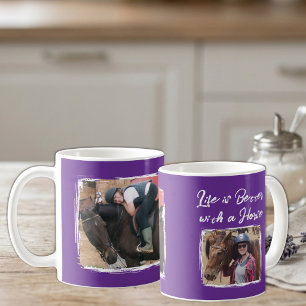 Pferdefreund 2 Foto weiß lila Kaffeetasse