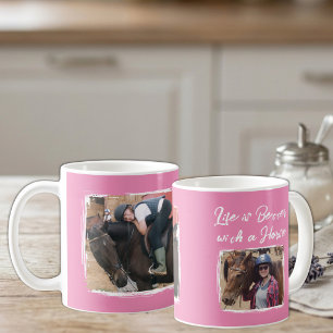 Pferdefreund 2 Foto weiß pink Kaffeetasse