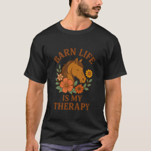 Pferdefreund Reiten Reitsport Florale Scheune Lebe T-Shirt