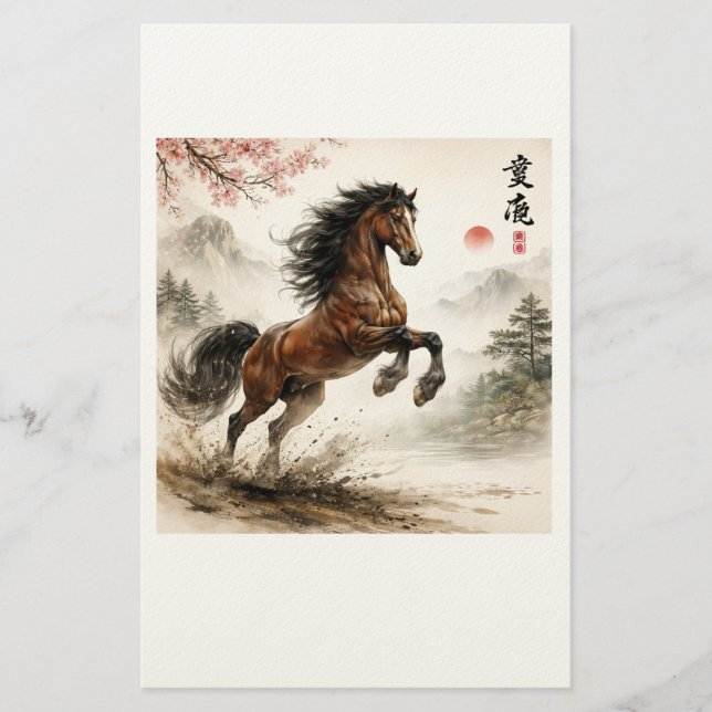 Pferdefreunde , chinesisch  briefpapier (Vorderseite)