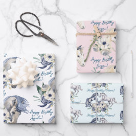 Pferdefreunde personalisiert geschenkpapier set