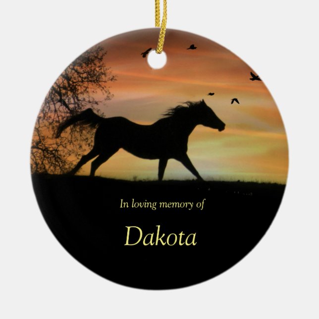 Pferdegaloppieren mit dem Individuelle Name zur Vo Keramik Ornament (Vorne)