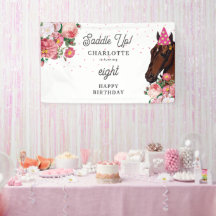 Pferdegeburtstagsthema Rosa Florales Mädchen Cowgi