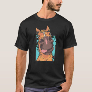 Pferdegefecht Silhouette Zunge Reiten T-Shirt