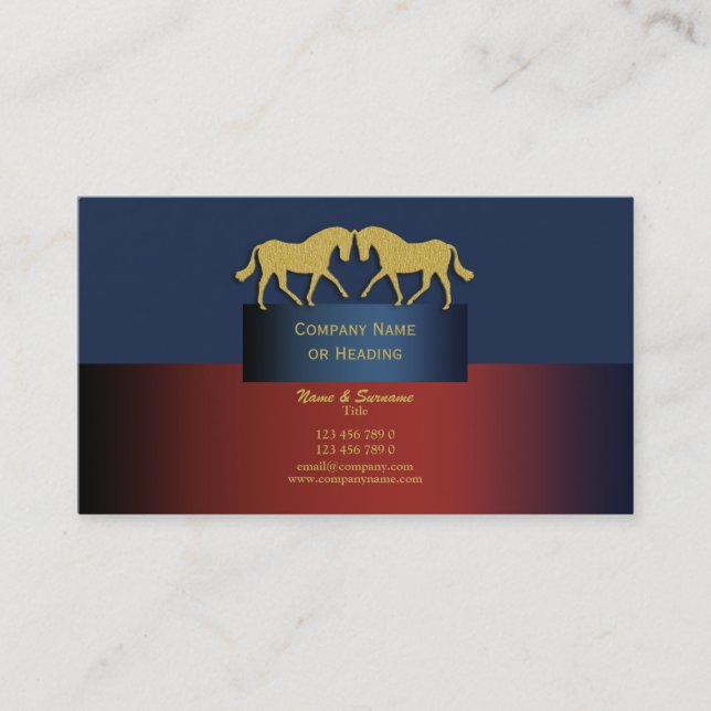 Pferdegeschäfts-Marketings-Blaugold Visitenkarte (Vorderseite)