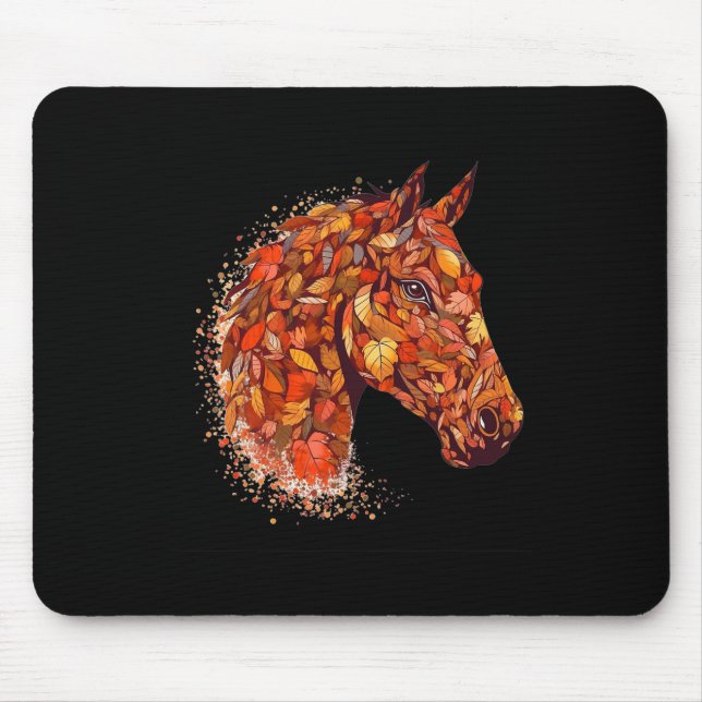 Pferdegesicht Herbstlaub Erntedank Tag Pferd Mousepad (Vorne)