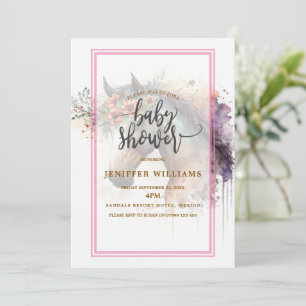 Pferdegesicht mit Blume Kranz. Einladung