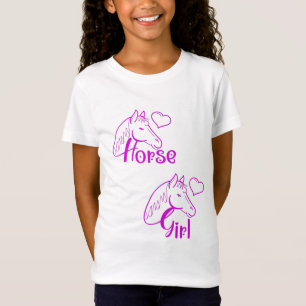 PferdeGirl Lila mit Pferdekopf-Schriftart T-Shirt