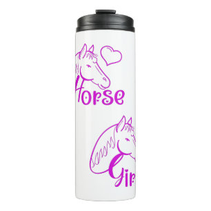 PferdeGirl Lila mit Pferdekopf-Schriftart Thermosbecher