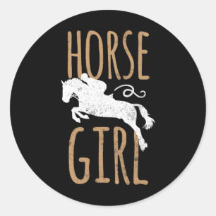 PferdeGirl Shirt Niedlich Reiten & Reiten; Pferd Runder Aufkleber