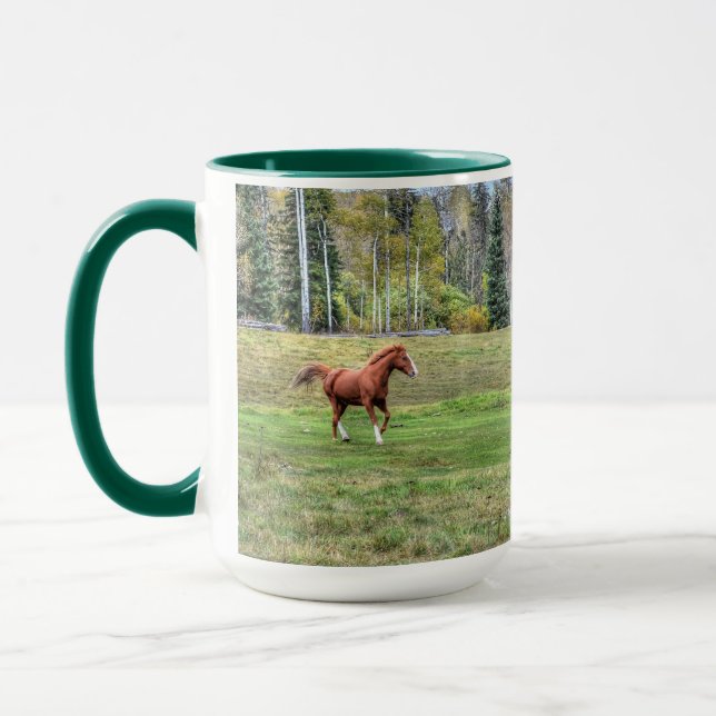 Pferdehahn-Foto auf einer BC Ranch Tasse (Links)