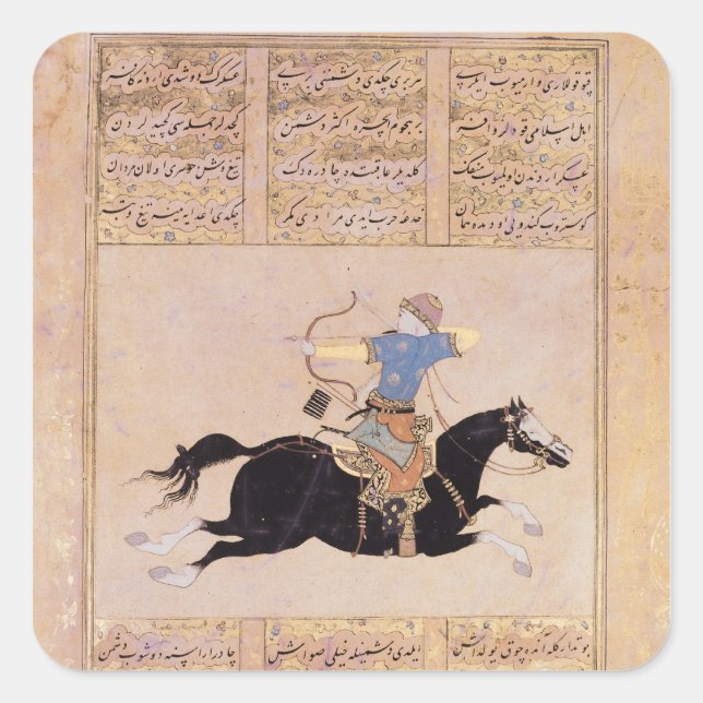 Pferdehändler zeichnete seinen Bogen Quadratischer Aufkleber (Vorderseite)