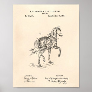 Pferdeharness 1885 Patentart Alter Peper Poster