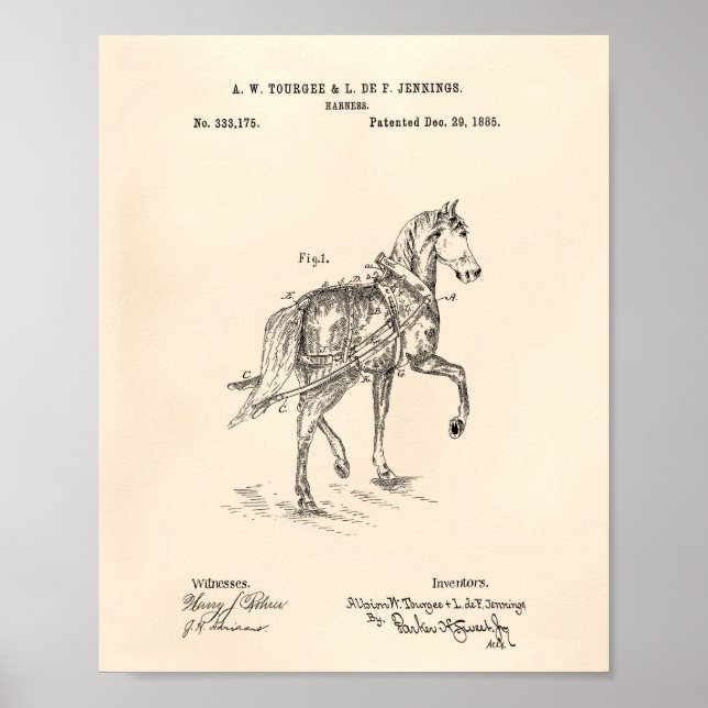 Pferdeharness 1885 Patentart Alter Peper Poster (Vorne)