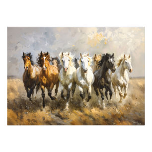 Pferdeherd Galloping Mustang Malerei Decoupage Fotodruck