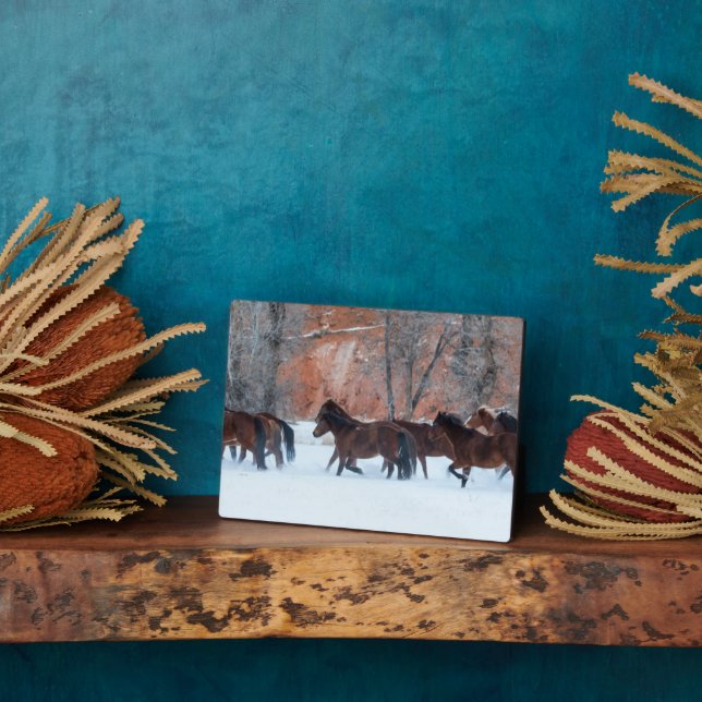 Pferdeherde im Schnee Fotoplatte (Seite)