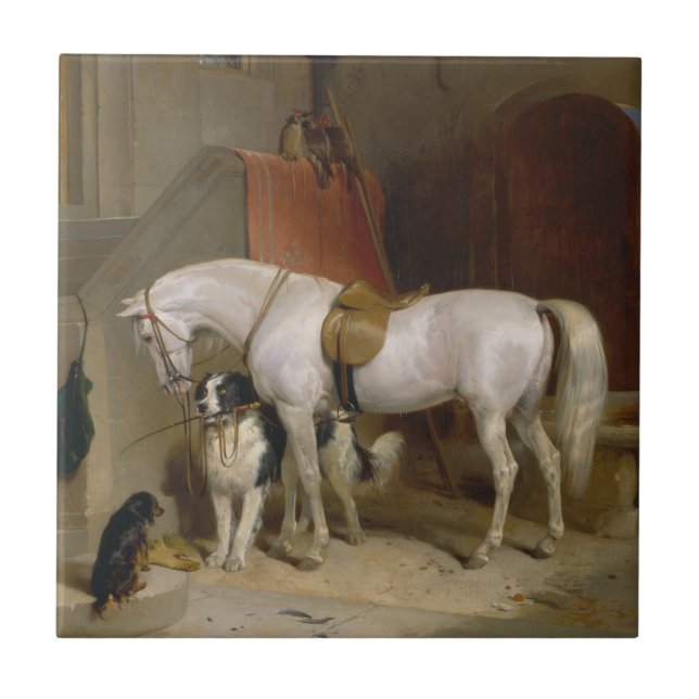 Pferdehunde Lieblinge Malerei Landseer Propert Fliese (Vorderseite)