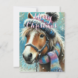 Pferdehut Scarf Schneeflocken Personalisierte Weih Postkarte
