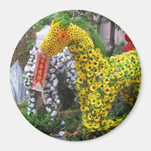 Pferdejahr   春 節 馬 ... Thema chinesische Blume Magnet