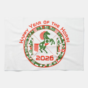 Pferdejahr 2026 geschirrtuch