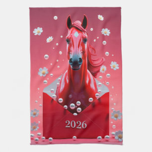 Pferdejahr 2026 geschirrtuch