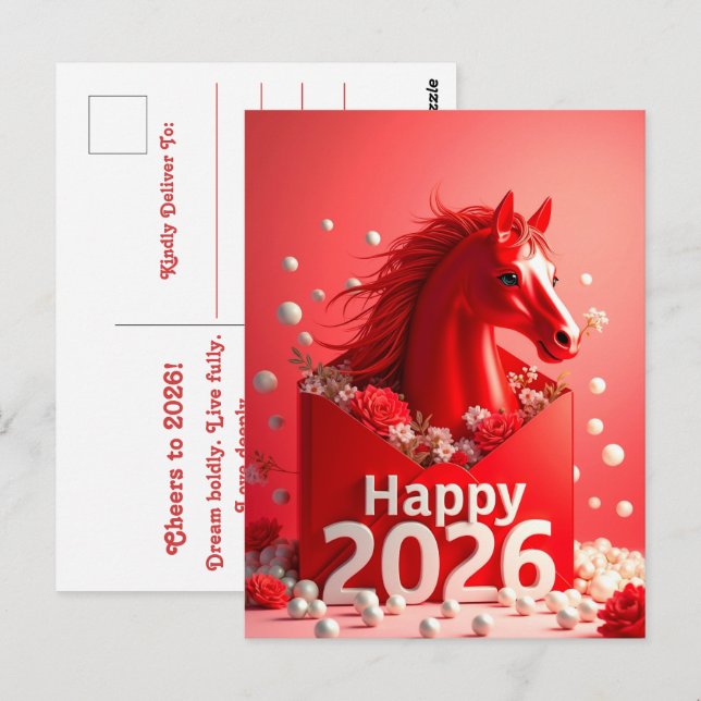 Pferdejahr 2026 postkarte (Vorne/Hinten)