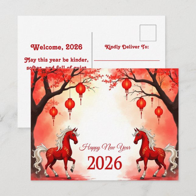 Pferdejahr 2026 postkarte (Vorne/Hinten)