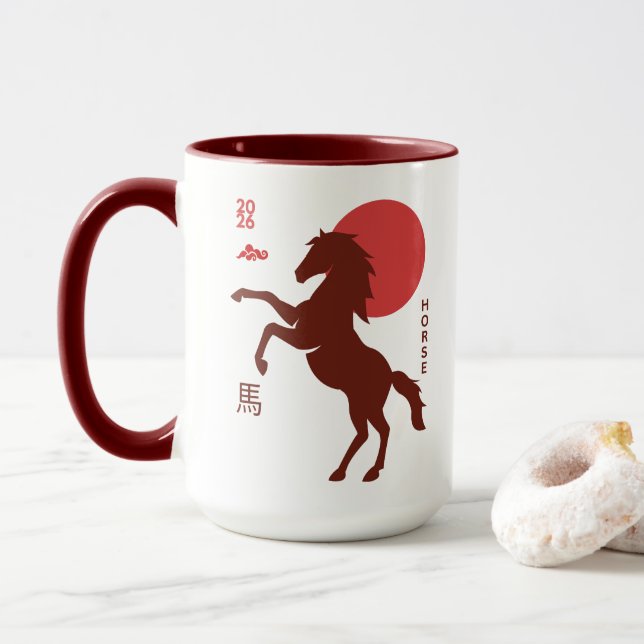 Pferdejahr 2026 tasse (Mit Donut)