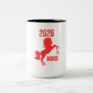 Pferdejahr 2026 zweifarbige tasse