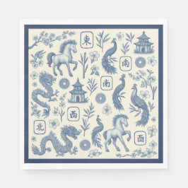 Pferdejahr Mahjong Toile Servietten