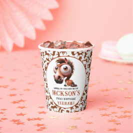 Pferdekarikaturen 1. Geburtstag Party Pappbecher