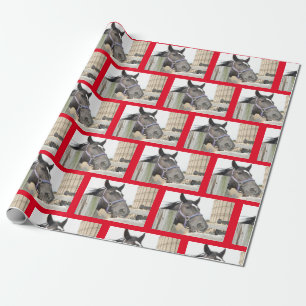 Pferdekauen auf einem Zaun Geschenkpapier