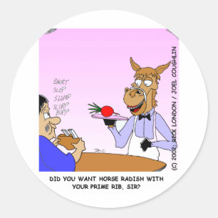 Pferdekellner Cartoon T-Shirts & Geschenke Runder Aufkleber