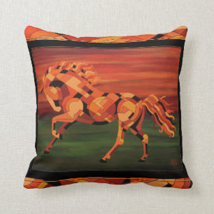 Pferdekissen, orange Pferd, Chesnut Pferdekunst Kissen