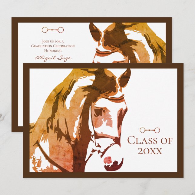 Pferdekizze und Schlangenbiss, brauner Abschluss Einladung (Vorne/Hinten)