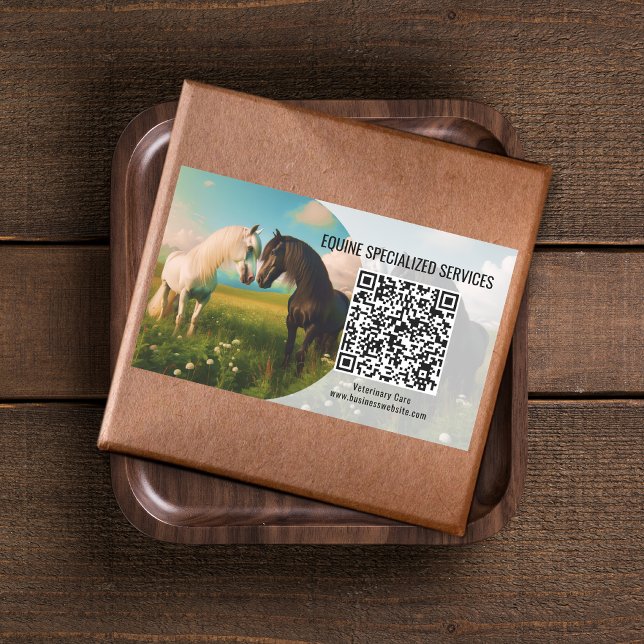 Pferdekleber mit QR-Code Rechteckiger Aufkleber (Horse Equine Business Stickers with QR Code)