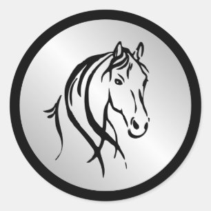 Pferdekopf auf Silber Runder Aufkleber