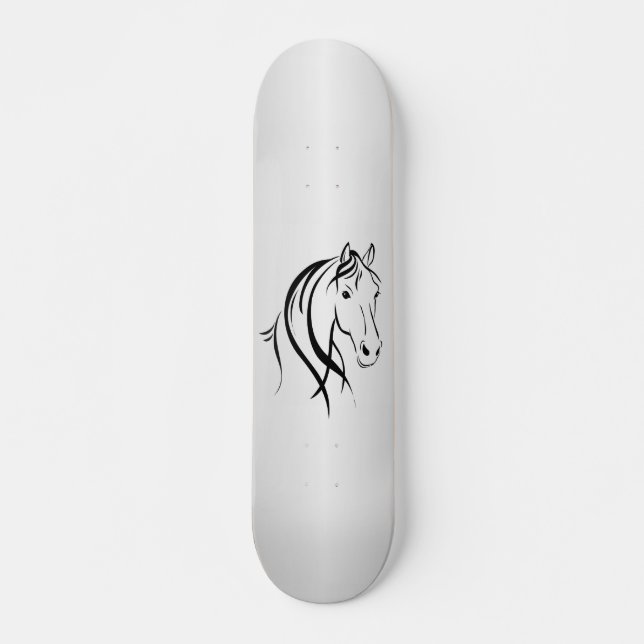 Pferdekopf auf Silber Skateboard (Vorne)