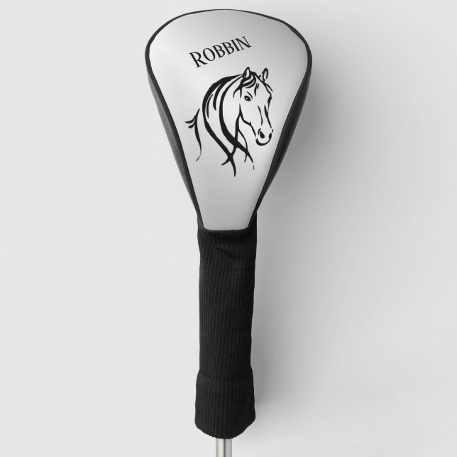 Pferdekopf auf Silver Personal Golf Headcover (Vorderseite)