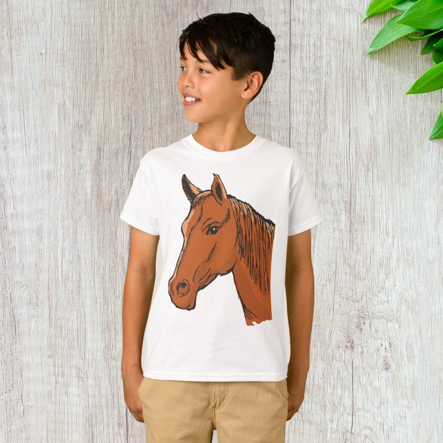 Pferdekopf Brown Farm Animal T-Shirt (Von Creator hochgeladen)
