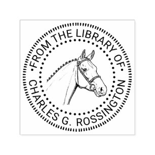 Pferdekopf geflochtener Mane Zeichnend Bibliotheks Permastempel