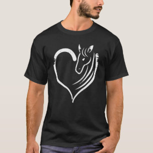 Pferdekopf in Herz Frauen Damen Mädchen Teenager K T-Shirt