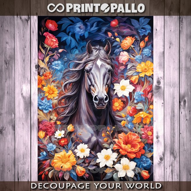 Pferdekopf in surrealen Gemälden mit DschungelBlum Seidenpapier (Von Creator hochgeladen)