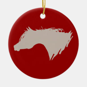 Pferdekopf Keramik Ornament