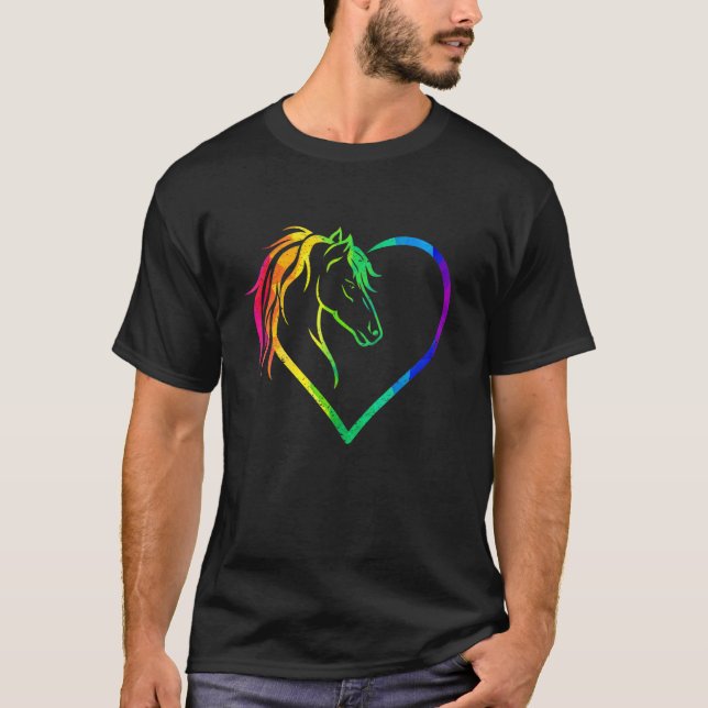 Pferdekopf mit Herz-Reiter T-Shirt (Vorderseite)