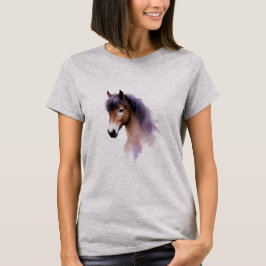 Pferdekopf mit lila Mähne Kunst T-Shirt