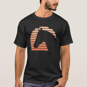 Pferdekopf Sonnenuntergang Silhouette Mädchen Pfer T-Shirt