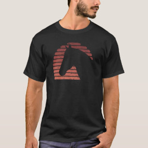 Pferdekopf-Sonnenuntergangs-Silhouette Mädchen Pfe T-Shirt
